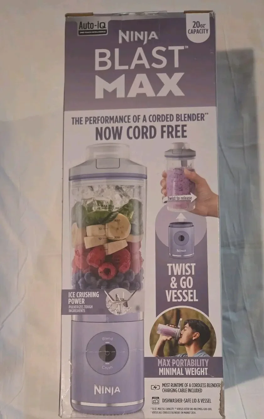 Ninj Blast Max Portable Cordless Blender 20oz Twist & Go Vessel, NIB Lavender